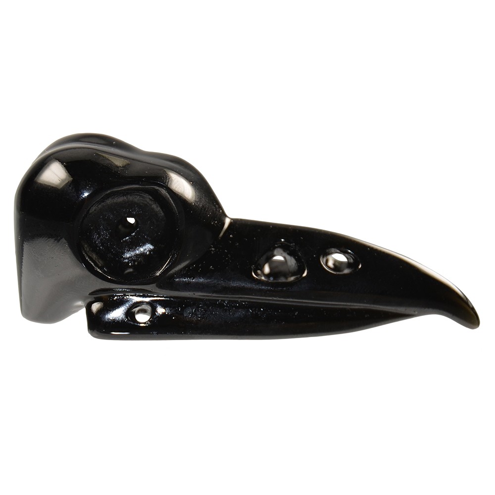 Bird skull "Raven Skull" Obsidian (black) drilled, 07cm | Marco Schreier