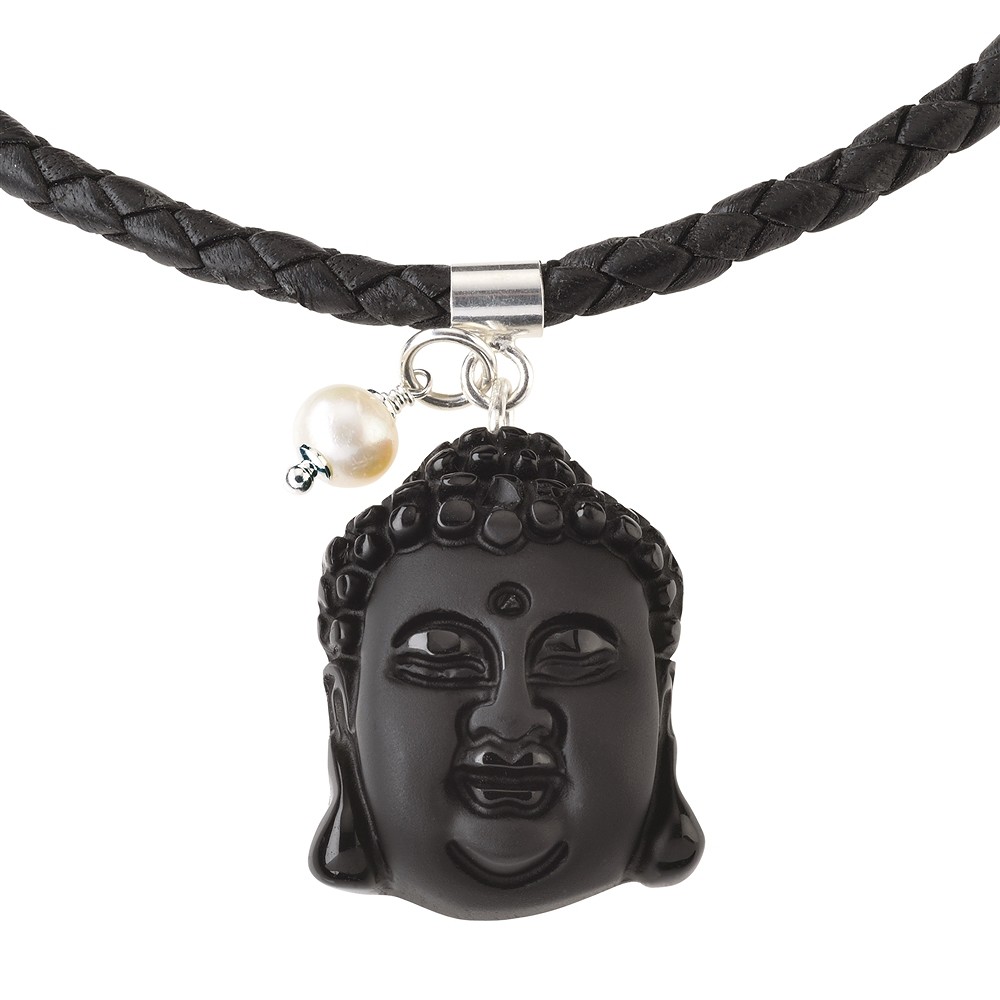 T&#xEA;te de bouddha en obsidienne (noire) perc&#xE9;e, 3,0cm | Marco Schreier