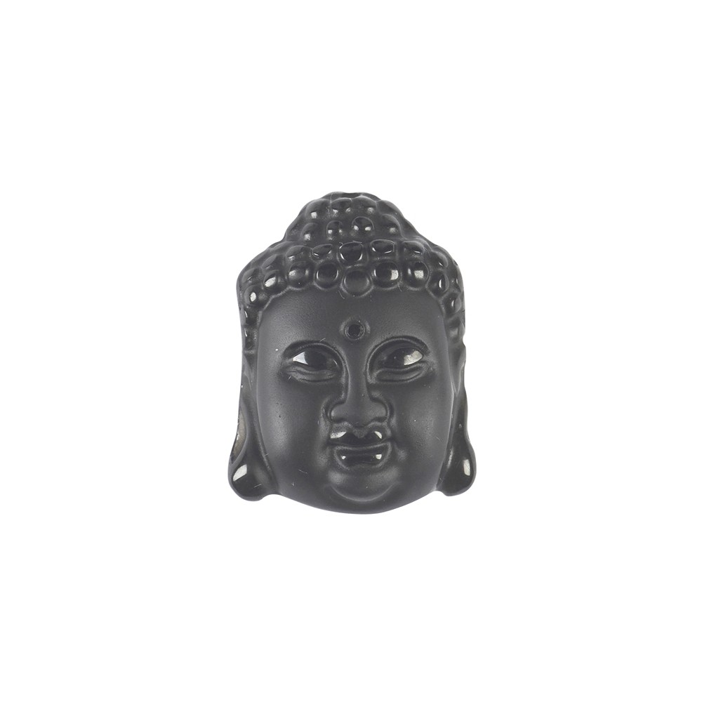 T&#xEA;te de bouddha en obsidienne (noire) perc&#xE9;e, 3,0cm | Marco Schreier