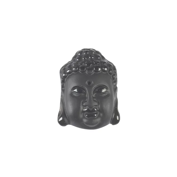 Buddha head Obsidian (black) drilled, 3.0cm | wholesaler gems & healing stones