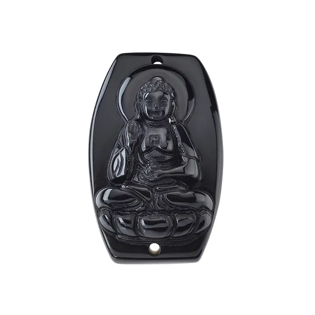 Buddha Obsidian (black) drilled, 3.6cm | Schreier gems, healing stones & jewelry