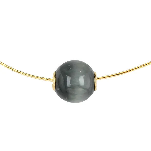 Jewelry Bead Cat's Eye Quartz 12mm, gold-plated | gems, healing stones & jewelry