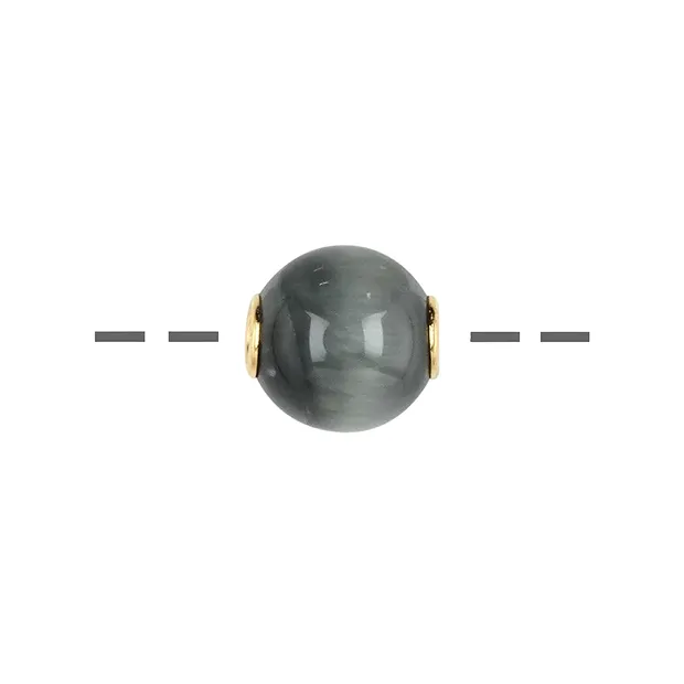 Jewelry Bead Cat's Eye Quartz 12mm, gold-plated | gems, healing stones & jewelry