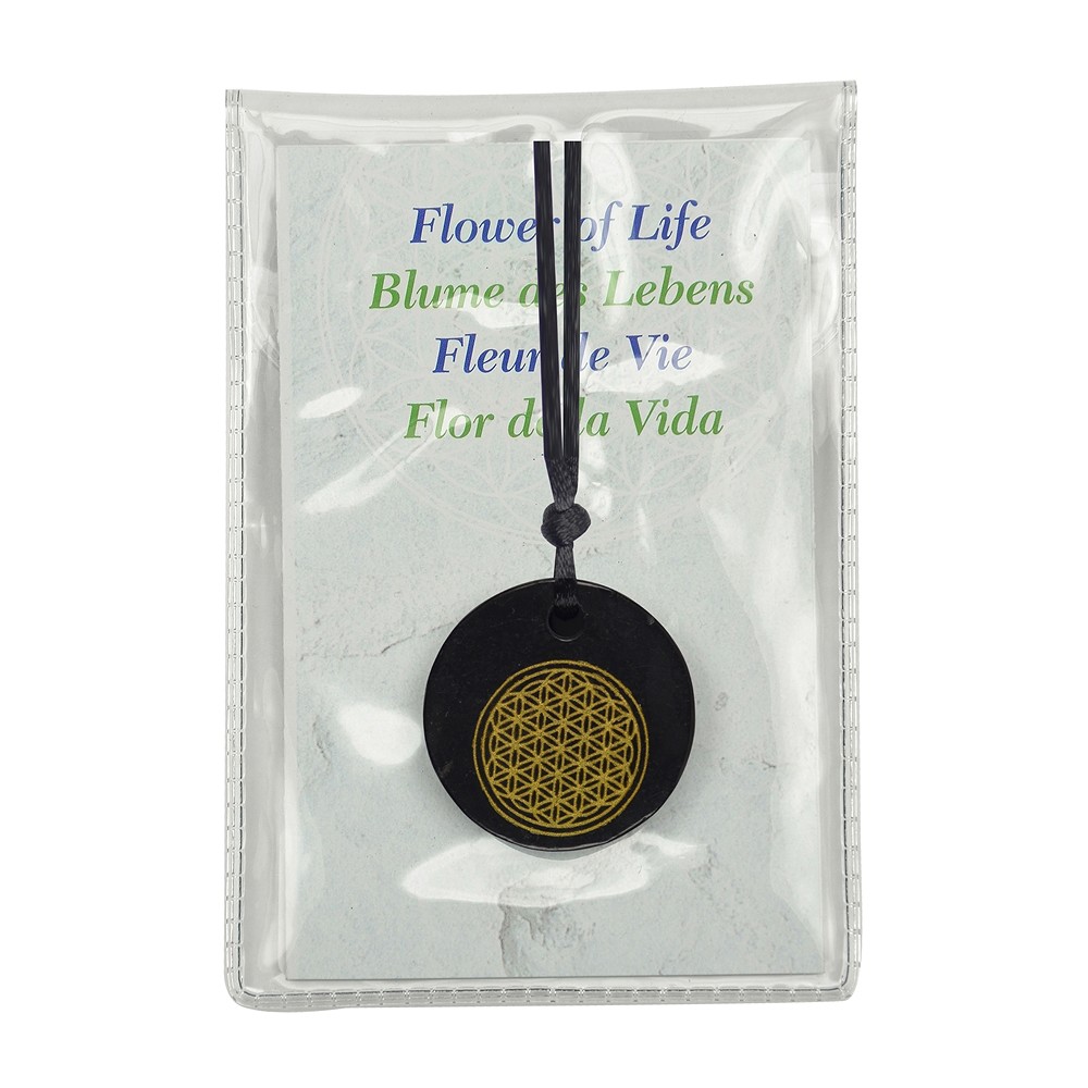 Piastre frontali forate in Shungite con "Fiore della vita" color oro, 3,5 cm | Marco Schreier