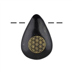0443295107 Goutte de Shungite (stab.) percée, Fleur de vie, 3,5cm | Marco Schreier
