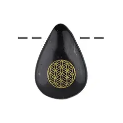 0443295107 Goutte de Shungite (stab.) percée, Fleur de vie, 3,5cm | Marco Schreier