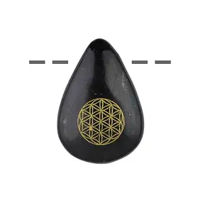 Goutte de Shungite (stab.) percée, Fleur de vie, 3,5cm | Marco Schreier