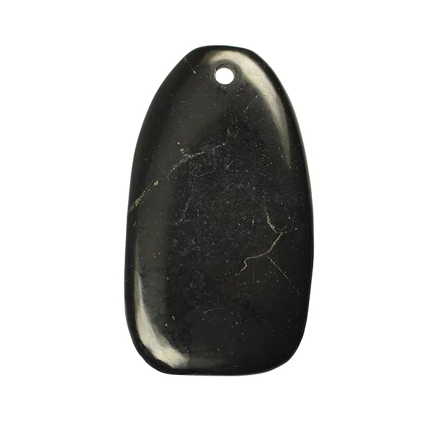 Shungite piatta a forma libera (stab.) forata anteriormente, 4,7cm | Marco Schreier