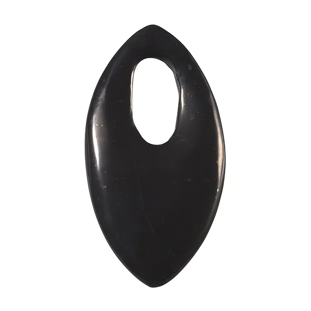Marquise Shungite (stab.) front drilled, 6.0cm | gems, healing stones & jewelry