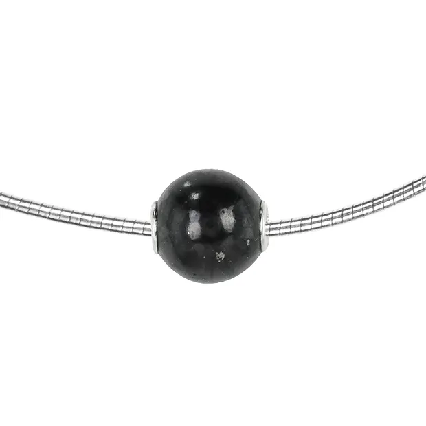 Jewelry Bead Shungite (stab.) 12mm, rhodiniert | gems, healing stones & jewelry