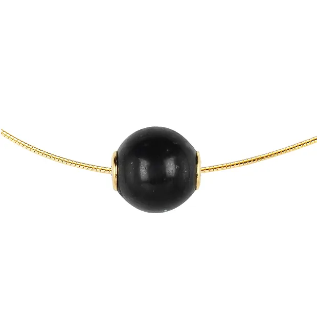Perle di gioielleria Shungite (stab.) 12 mm, placcate oro | Marco Schreier