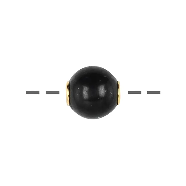 Jewelry Bead Shungite (stab.) 12mm, gold-plated | gems, healing stones & jewelry