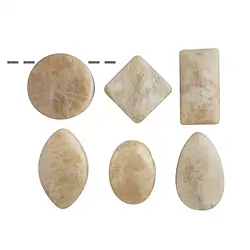0444095600 Cabochon-Set Mondstein gebohrt (6 St./VE) | GH Edelsteine, Heilsteine & Schmuck