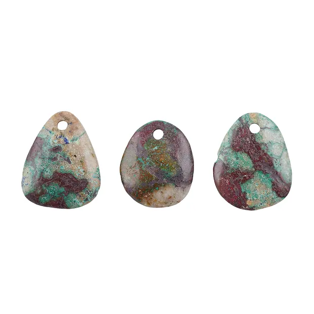 Cabochon chrysocolle-cuprit percé frontale, 3,0 - 4,0cm | Marco Schreier
