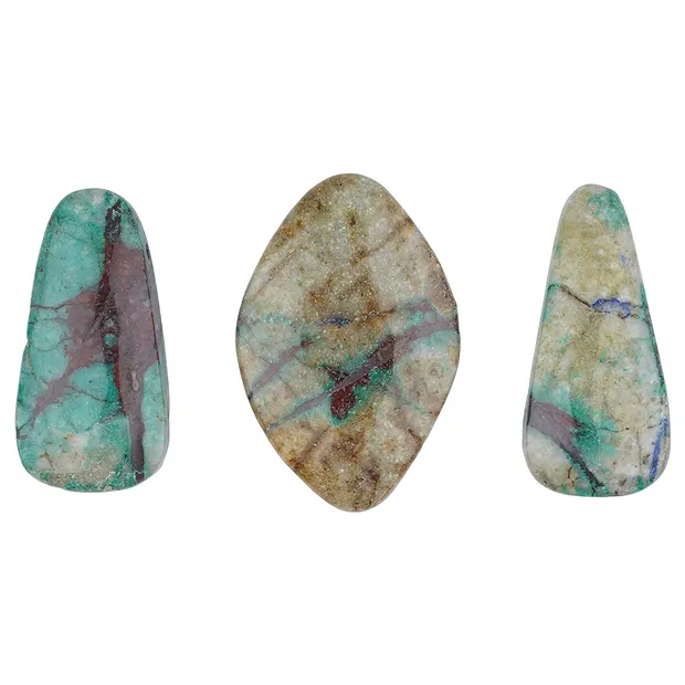 Cabochon di crisocolla cuprite forato, 5,0 - 6,0 cm | Marco Schreier