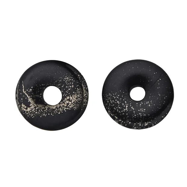 Pirita donut en pizarra, 40mm | piedras preciosas, piedras curativas y joyería