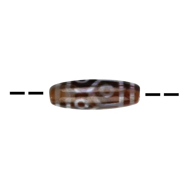Drilled Agate roller, Tibetan motifs (Tzi Beads), 3.0 - 3.7 cm | Marco Schreier