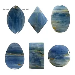 0447895697 Set of cabochons drilled aragonite blue, approx. 3.5 - 5cm (6 pcs./ PU) | Marco Schreier
