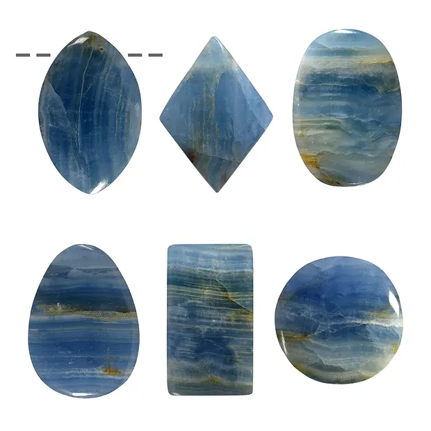 Cabochons percés Aragonite bleu, 3,5 - 5cm (6 pcs/UC) | Marco Schreier