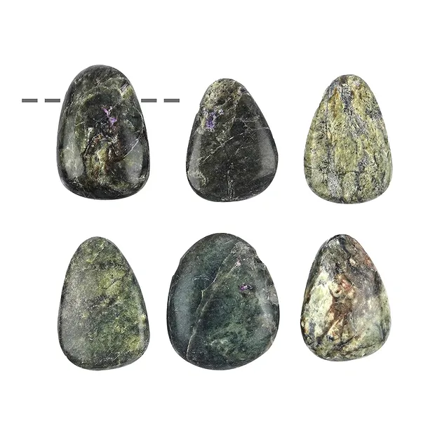 Pierres roulées Serpentine (Tasmanie) percée, 3,0cm | Marco Schreier