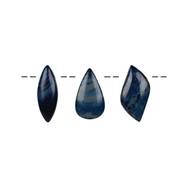 Cabochon Sieber-"Achat" (Blauschlacke) gebohrt, 3,0 - 4,0cm | Marco Schreier