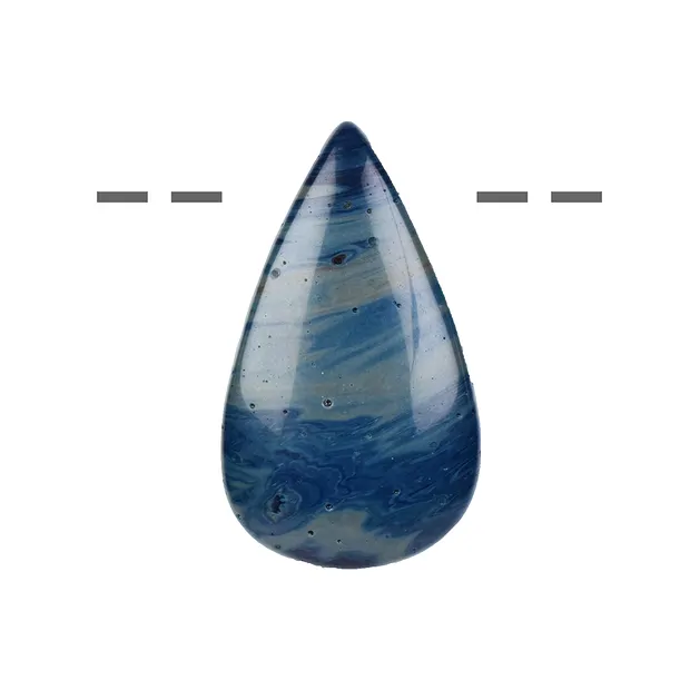 Cabochon Sieber-"Achat" (Blauschlacke) gebohrt, 3,0 - 4,0cm | Marco Schreier