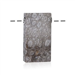 0457799706 Petrified Coral cuboid, drilled, 4.0 cm, rhodiniert caps | Marco Schreier