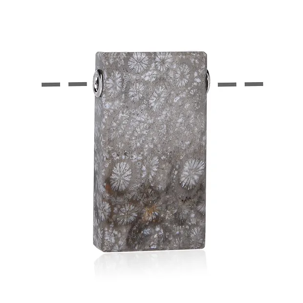 Parallélépipède rectangle de Corail fossilisé, percé, 4,0cm, calottes rhodiées | Marco Schreier