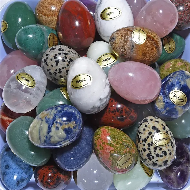 50 eggs, mixed stone types, 3.5 cm | wholesaler gems, healing stones & jewelry