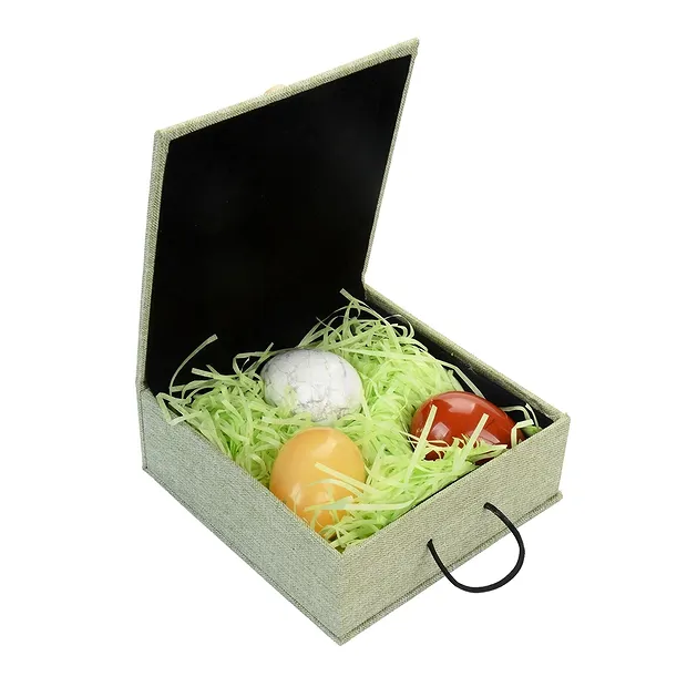 Geschenkset Edelstein-Eier (Magnesit, roter Jaspis, Orangencalcit) | Marco Schreier