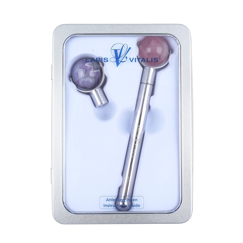 Chi Massage Roller Set Amethyst / Rose Quartz | wholesaler gems & healing stones