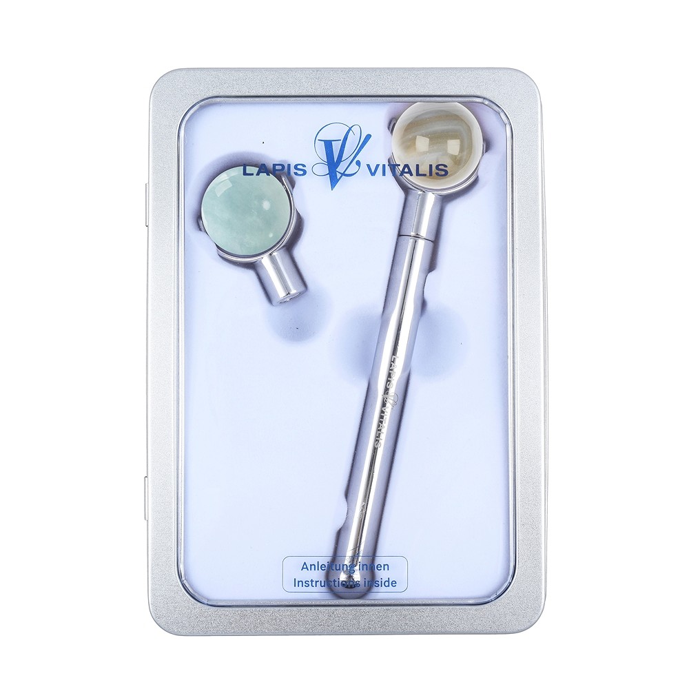 Chi-Massageroller-Set Achat / Aquamarin | GH Edelsteine, Heilsteine & Schmuck