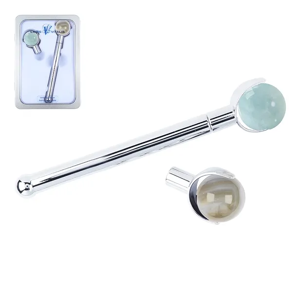 Chi-Massageroller-Set Achat / Aquamarin | GH Edelsteine, Heilsteine & Schmuck