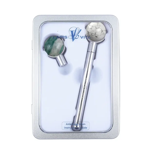 Chi Massage Roller Set Magnesite / Prase | wholesaler gems & healing stones