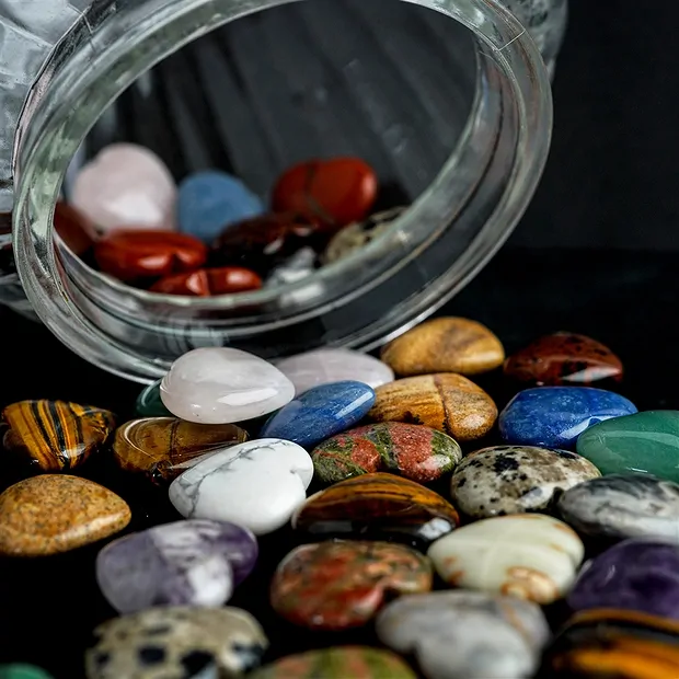 Herz (Taschenherz), gemischte Steinsorten, 2,8cm - mini (50 St./VE) | Marco Schreier