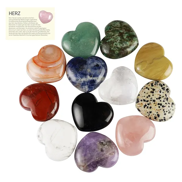 Heart (pocket heart), mixed stone types, 3.3 x 3.8 cm (36 pcs./ PU) | Marco Schreier