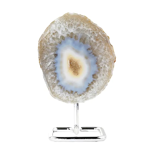 Agate Geode on metal stand, 15-16cm | wholesaler gems, healing stones & jewelry