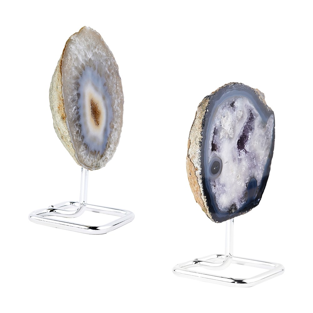Achatgeode auf Metallständer, 15-16cm | Edelsteine, Heilsteine & Schmuck-Handel