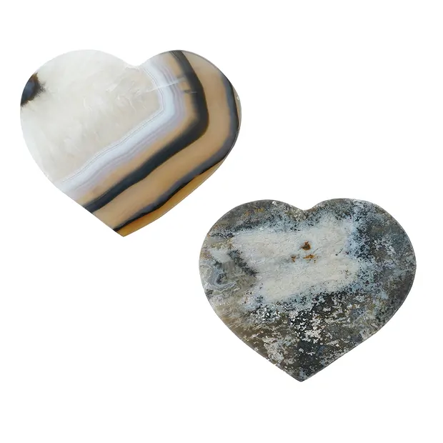 Corazón plano, Ágata, 10cm | piedras preciosas, piedras curativas y joyería