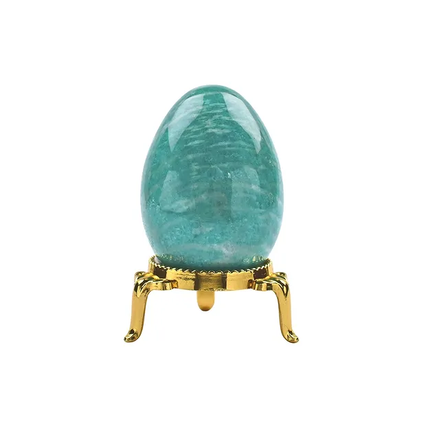Oeuf Amazonite (foncé), 5,0cm, avec boîte cadeau et support | Marco Schreier