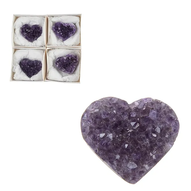 Heart Amethyst Druzy A, 4,0cm (4 pcs./ PU) | wholesaler gems & healing stones