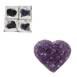 0501201107 Herz Amethyst Druzy A, 3,0 - 3,5cm (4 St./VE) | Edelsteine, Heilsteine & Schmuck