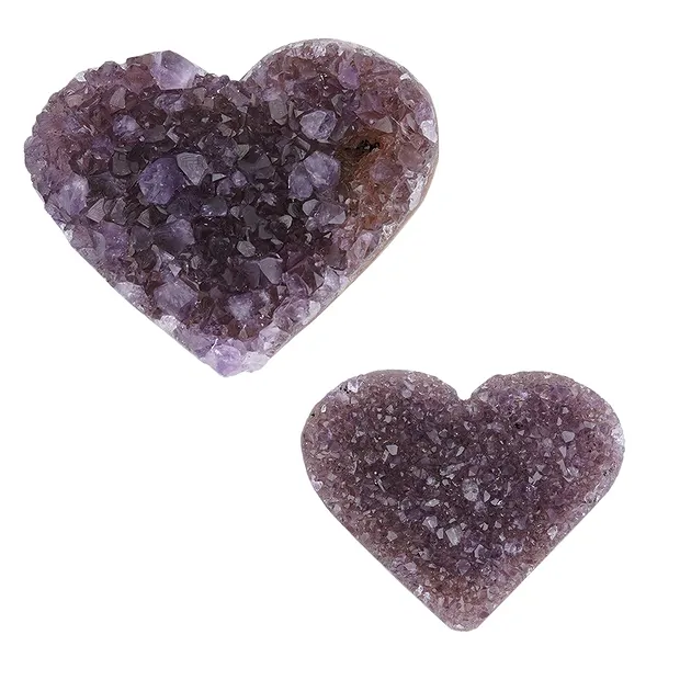 Cuore Ametista Druzy B, 4,0cm (12 pz./ UC) | grossista gemme e pietre curative