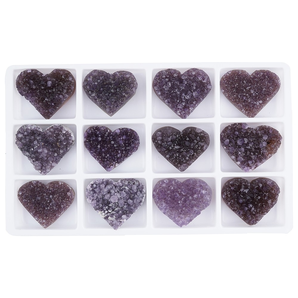 Corazón Amatista Druzy B, 4,0cm (12 pzs./VE) | Marco Schreier