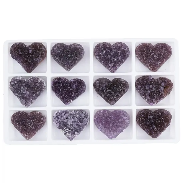 Heart Amethyst Druzy B, 4,0cm (12 pcs./ PU) | wholesaler gems & healing stones
