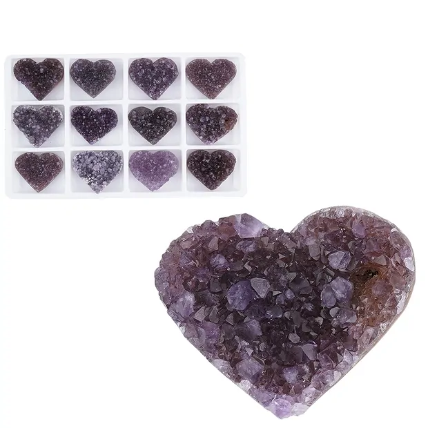 Cuore Ametista Druzy B, 4,0cm (12 pz./ UC) | grossista gemme e pietre curative