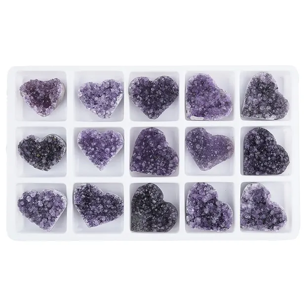 Cuore Ametista Druzy B, 3,0cm (15 pz./ UC) | grossista gemme e pietre curative