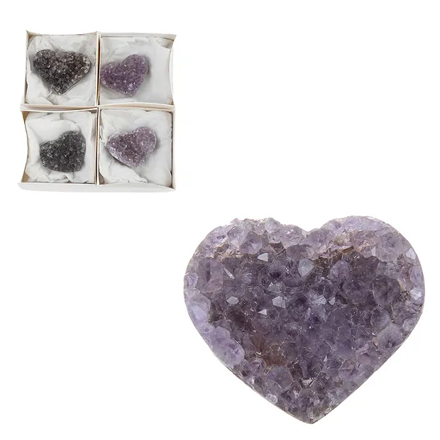Heart Amethyst Druzy C, 4,0cm (4 pcs./ PU) | wholesaler gems & healing stones