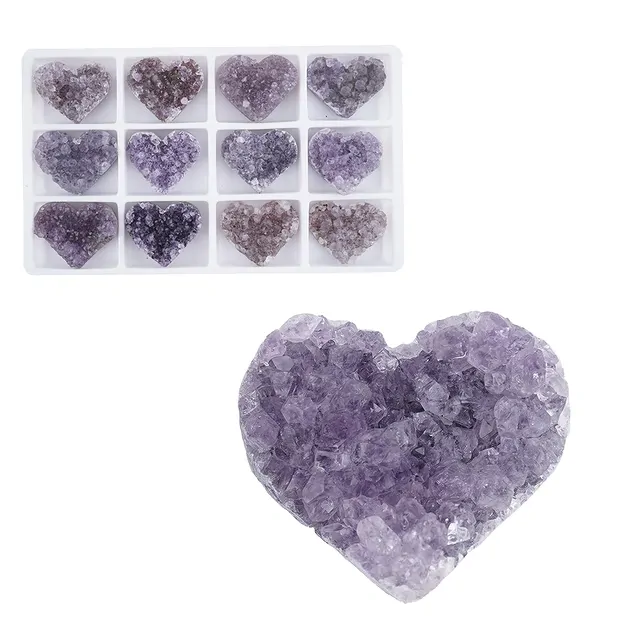 Cuore Ametista Druzy C, 4,0cm (12 pz./ UC) | grossista gemme e pietre curative