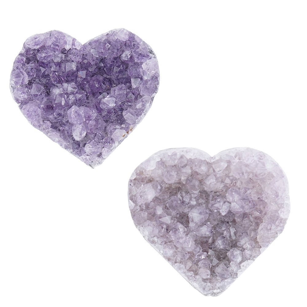 Heart Amethyst Druzy C, 3,5cm (15 pcs./ PU) | wholesaler gems & healing stones